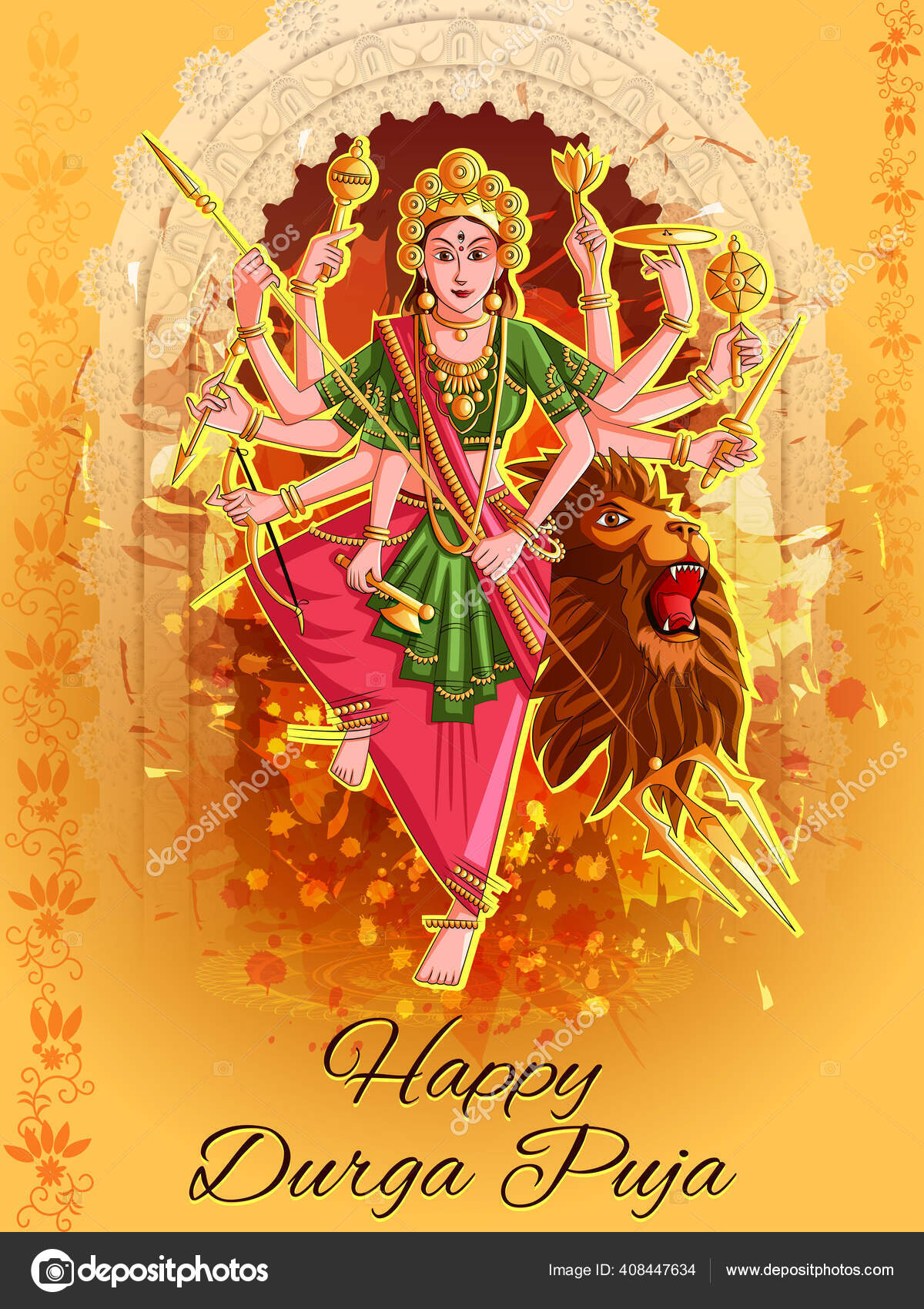 Indian Goddess Durga sculpture for Durga Puja holiday festival of India