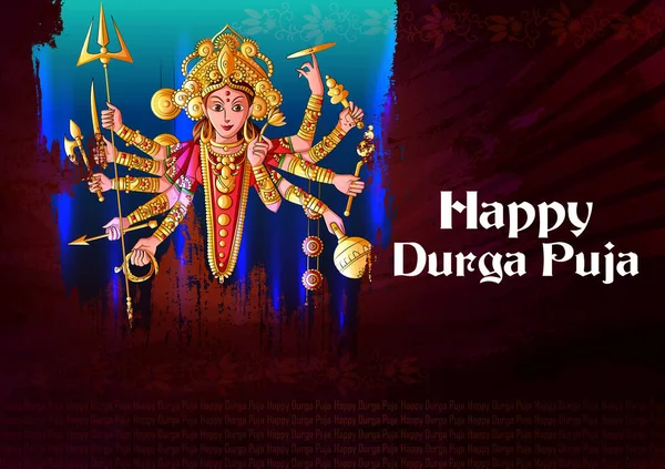 Ινδή θεά Durga γλυπτό για Durga Puja εορταστικό φεστιβάλ της Ινδίας στην Dussehra Vijayadashami Navratri — Διανυσματικό Αρχείο