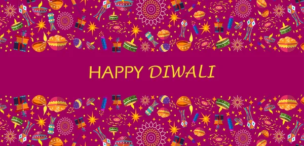 Geleneksel Hint Diwali Festivali 'niz kutlu olsun. — Stok Vektör
