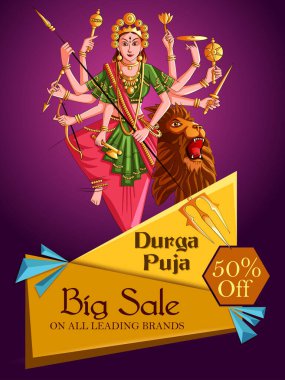 Hindistan 'ın Dussehra Vijayadashami Navratri bayramında satış ve tanıtım için Hint Tanrıçası Durga.