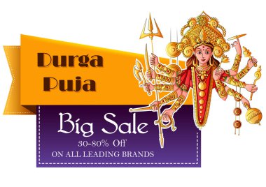 Hindistan 'ın Dussehra Vijayadashami Navratri bayramında satış ve tanıtım için Hint Tanrıçası Durga.