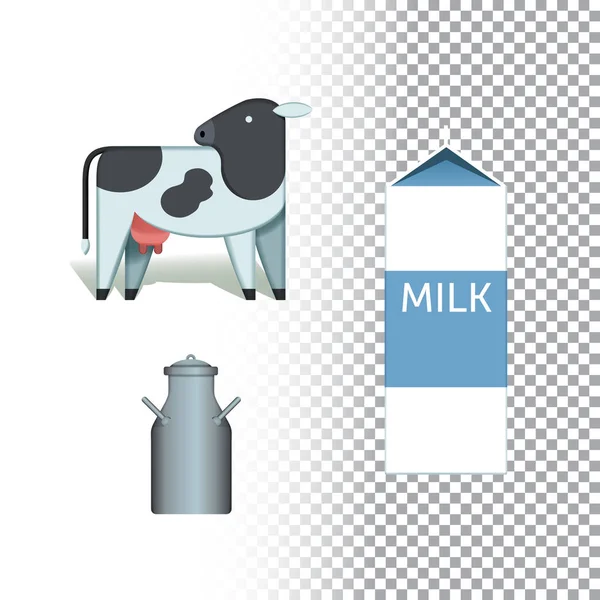 Vector Flat Icon Illustration Cow Dairy Colorful Objects Transparent Background — Stock Vector