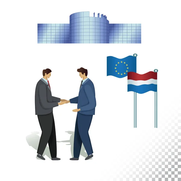 Vectorillustratie Platte Pictogram Van Europees Parlement Toestemming Symbolen Kleurrijke Objecten — Stockvector