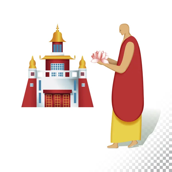 Vektor Lapos Ikon Illusztrálja Jelképezi Buddhizmus Színes Objektumokat Egy Átlátszó — Stock Vector