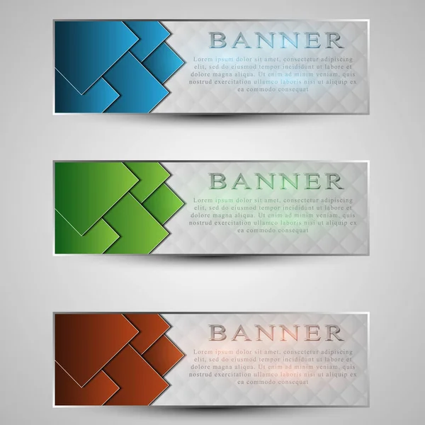 Conjunto de banners gráficos de información de colores con diferentes símbolos — Vector de stock