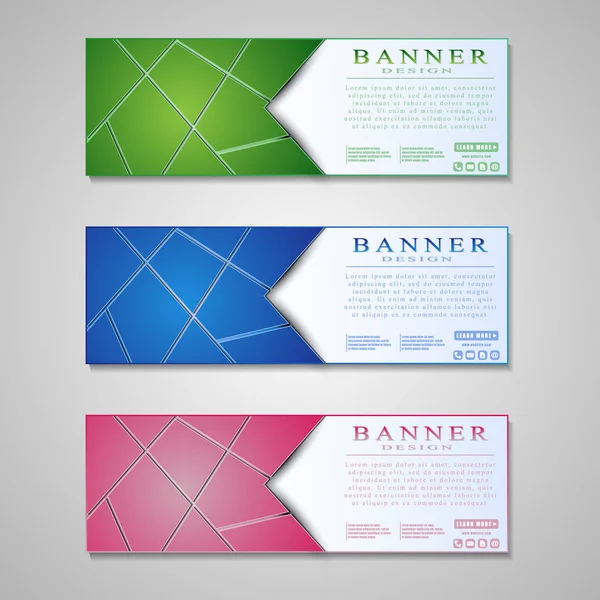 Conjunto de banners gráficos de información de colores con diferentes símbolos — Vector de stock