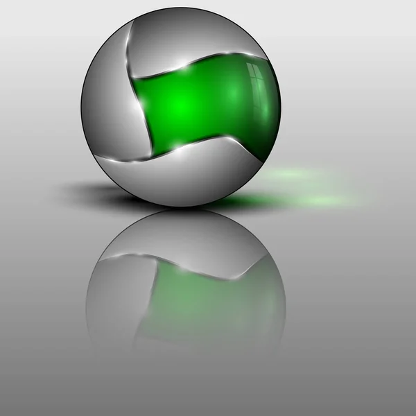 Vektorillustration der grünen bunten Kugel als Emblem — Stockvektor