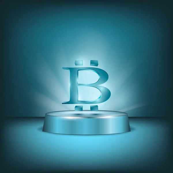 Концепція Бізнесу Символ Bitcoin Подіумі — стоковий вектор