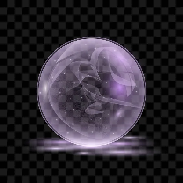 紫色透明闪亮水晶球标志的矢量插图 — 图库矢量图片