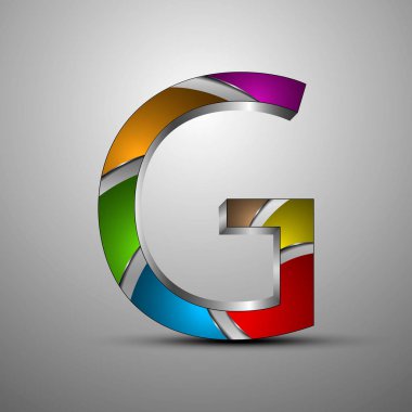 Vektör 3d logo izole. Metalik mektup g renkli bölümü ile. Konsept tasarımı