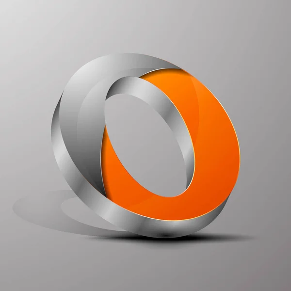 Vektör 3d logo izole. Krom bölümü ile turuncu harf o.