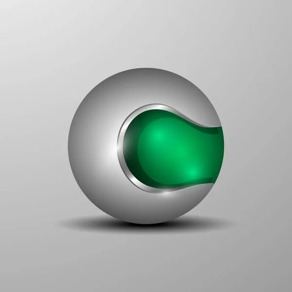Abbildung der grünen bunten Kugel als Emblem — Stockvektor