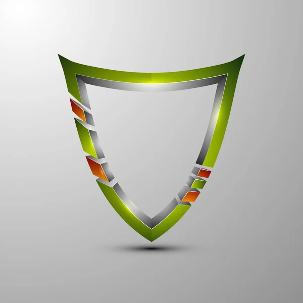 3D logo Ochrona Tarcza podzielona na sekcje w kolorze — Wektor stockowy
