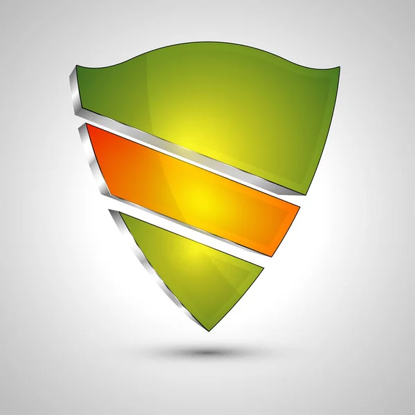 Λογότυπο Ασπίδα Προστασίας Χωρίζεται Πράσινο Και Πορτοκαλί Σχεδιασμός Concept — Διανυσματικό Αρχείο