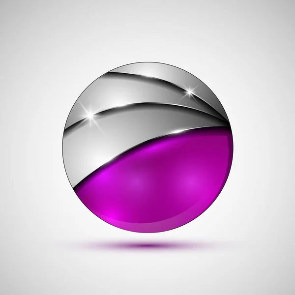 3D Logo design.Purple sphere with overlapping sections — Stock Vector