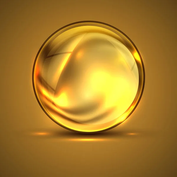 3d sphere.Golden shiny vibrant color.Fluid texture design — Stock Vector
