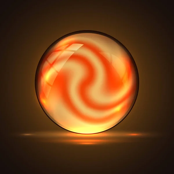 Realistisk 3d-sfär. Orange glansig livfull färg. Flytande vortex texturen — Stock vektor