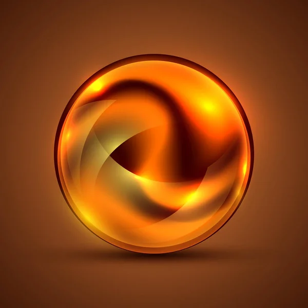 Realistisk 3d-sfär. Orange glansig livfull färg. Flytande vortex texturen — Stock vektor