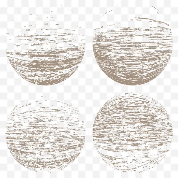 Farklı çizgili 3d grunge kürelerin vektör seti