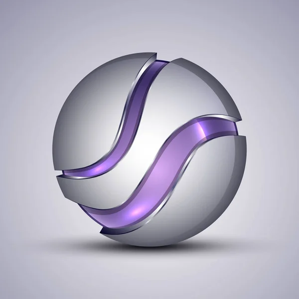 3Dロゴ エンブレムとして紫色のカラフルな球のベクトルイラスト — ストックベクタ
