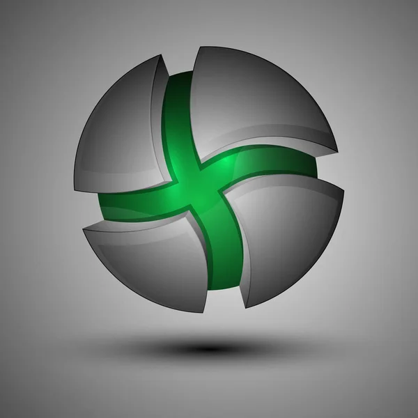 3d логотип. Векторна ілюстрація зеленої сфери — стоковий вектор