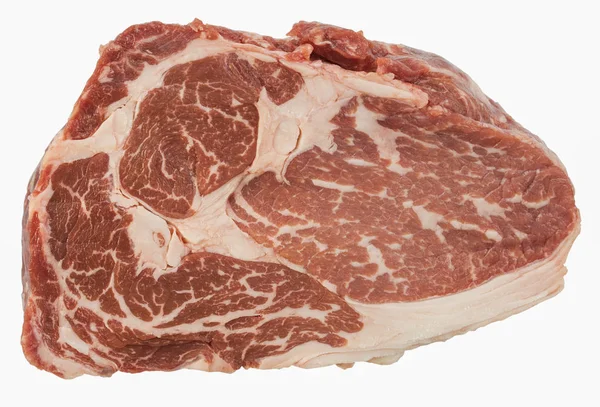 Frisch Und Saftig Roh Ribeye Steak Auf Weißem Hintergrund — Stockfoto