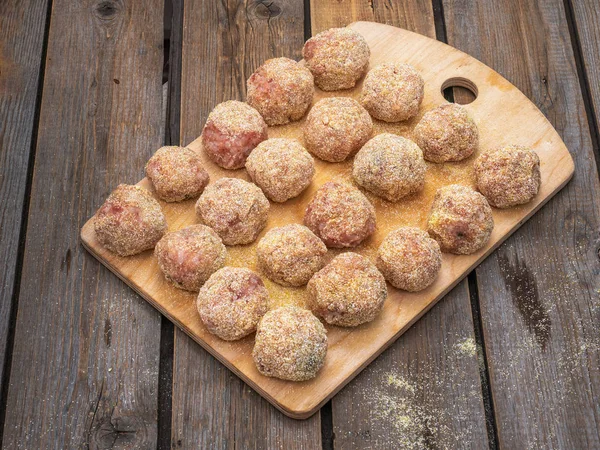 Ruwe Gehaktballen Uit Turkije Gehakt Vlees Keuken Van Bestuur Close — Stockfoto