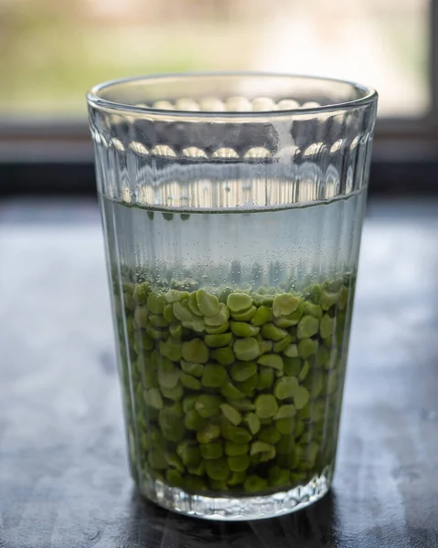 Preparación Para Sopa Guisantes Guisantes Verdes Empapados Boa Vaso Precipitados — Foto de Stock