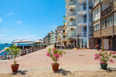 Setin Utes City, Crimea. Renkli evler birbirine yakın, güzel sahne