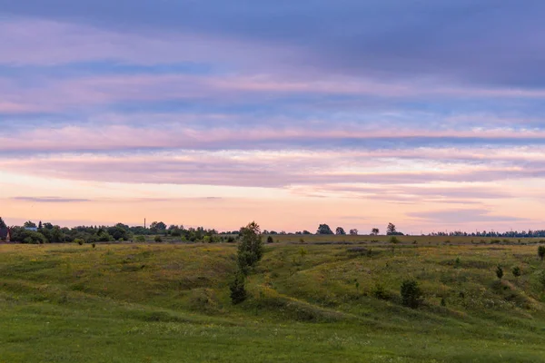 Landskap Utkanten Suzdal Vid Solnedgången Ryssland Stockbild
