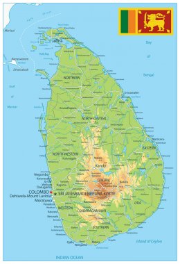 Sri Lanka Fiziksel Haritası