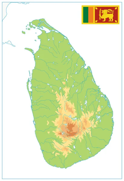 Sri lanka physische Karte isoliert auf weiß. kein Text — Stockvektor