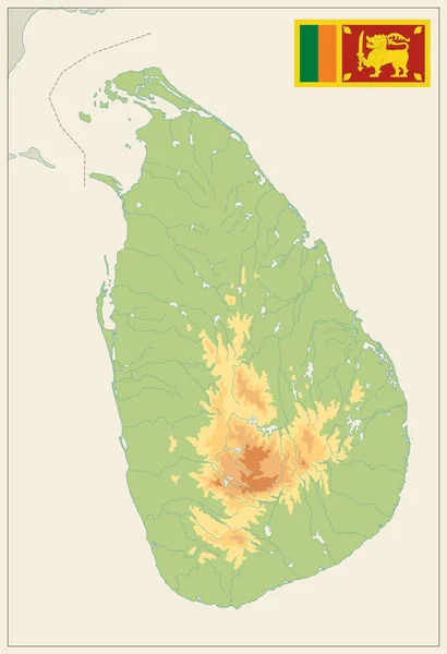 Srí Lanka fyzická mapa retro Colors. Žádný text — Stockový vektor