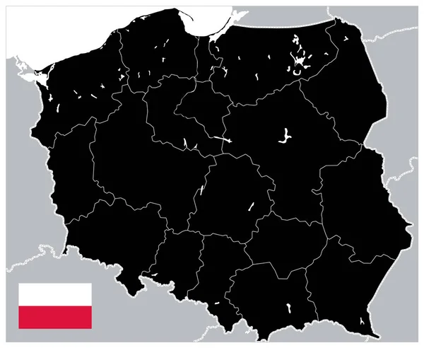 Mappa nera della Polonia. Nessun testo — Vettoriale Stock