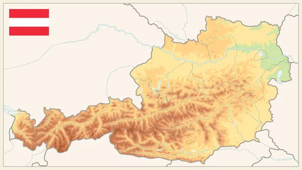 Austria Mapa Físico Vintage Colors. No hay texto — Vector de stock