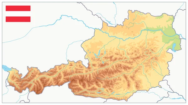 Mapa físico da Áustria. Sem texto — Vetor de Stock