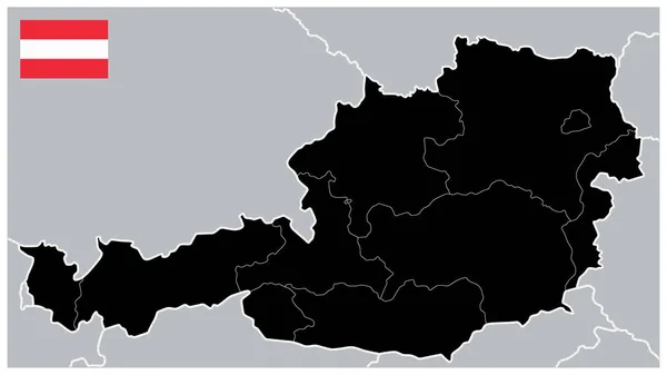 Mapa Negro da Áustria. Sem texto — Vetor de Stock