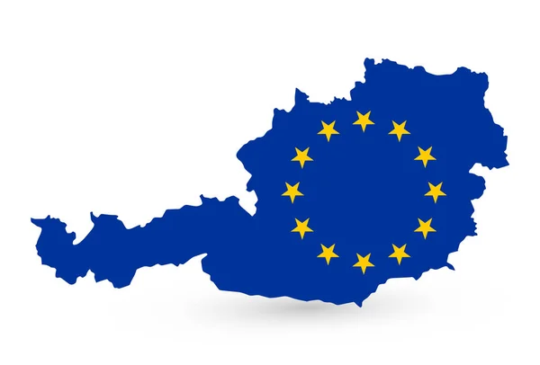 Rakouská mapa podle vlajky EU — Stockový vektor
