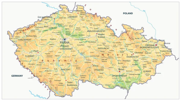 República Checa Mapa físico — Archivo Imágenes Vectoriales