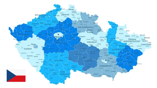 Голубая карта Чехии на белом фоне — стоковый вектор