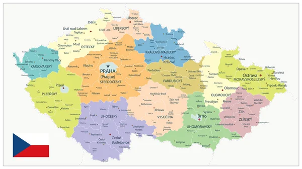 Административная карта Чехии — стоковый вектор