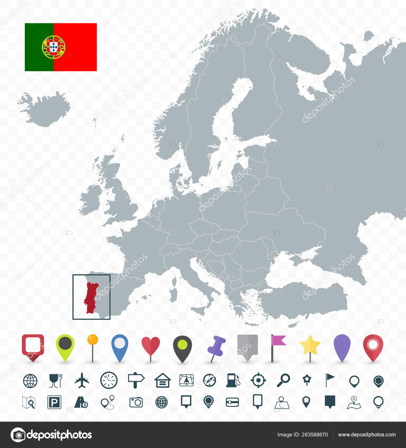 Mapa Nacional Do Desenho Do Vetor De Portugal No Fundo Branco