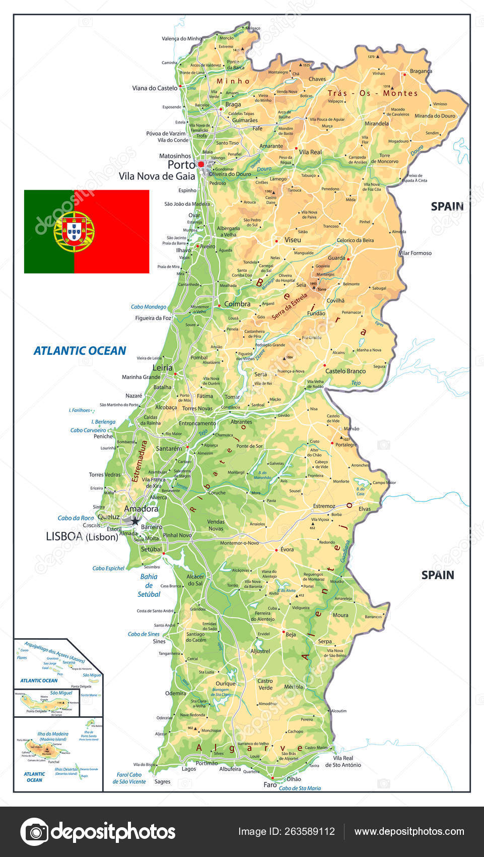 Portugal Mapa e Portugal localização na Europa Mapa isolado no tra