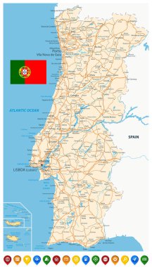 Portekiz Haritası ve Renkli Harita Simgeleri