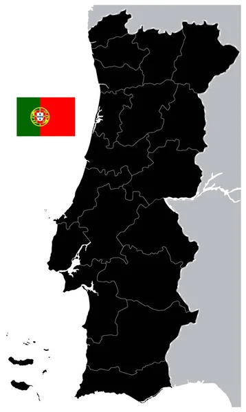 포르투갈의 블랙 맵. 텍스트 없음 — 스톡 벡터