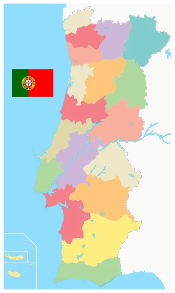Portugal Map Administrative Divisions. No text — Stock Vector