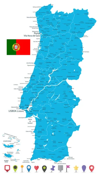 Esboço do mapa de Portugal (distritos em camadas separadas ) vetor