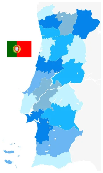 Portugal Map Blue Colors. No text — Stock Vector