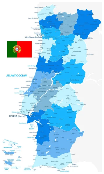 Mapa De Portugal E Cor Branca Das Estradas Ilustração do Vetor