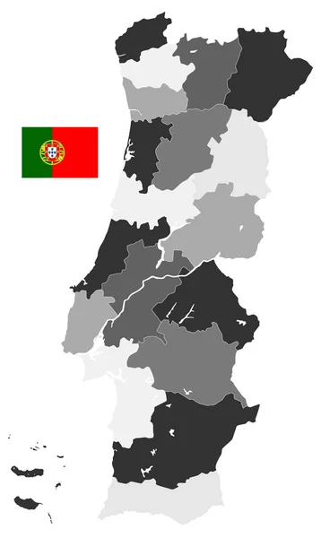 Mapa de Portugal Mapa Divisiones administrativas — Vector de stock